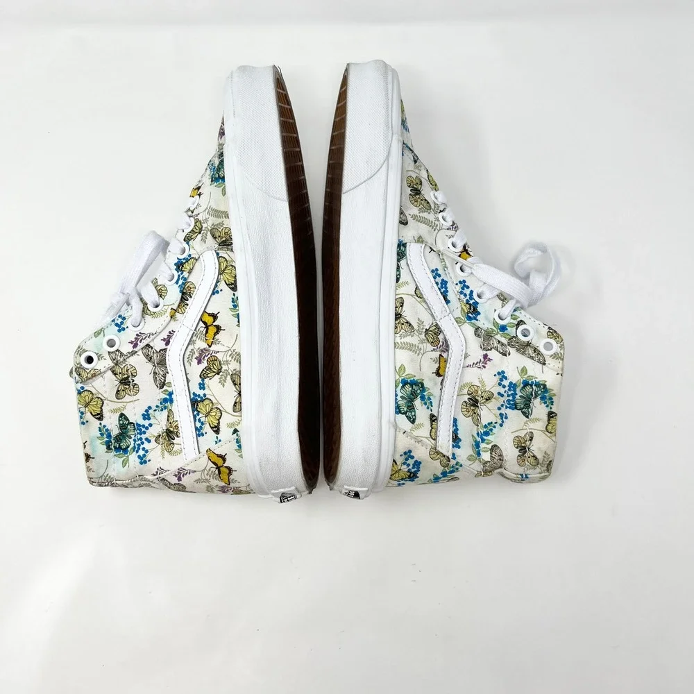 Vans Sk8-Hi Butterfly Floral White High Top Sneakers Mens Size 8 Womens 9.5